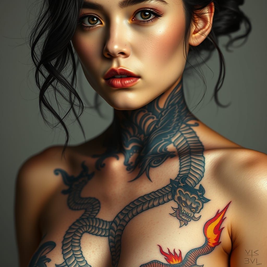 Hyper-Realistic Demon Tattoo in Photorealistic Detail