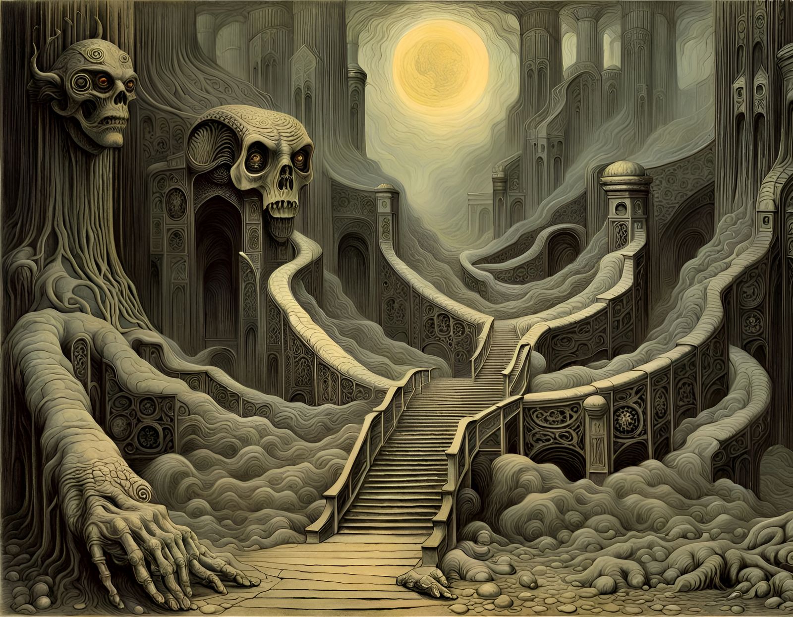 Surreal Path in Biomechanical Dark Fantasy Style