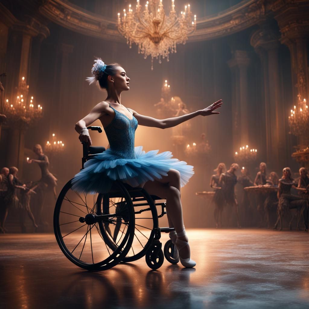 Ballerina in a wheelchair dancing