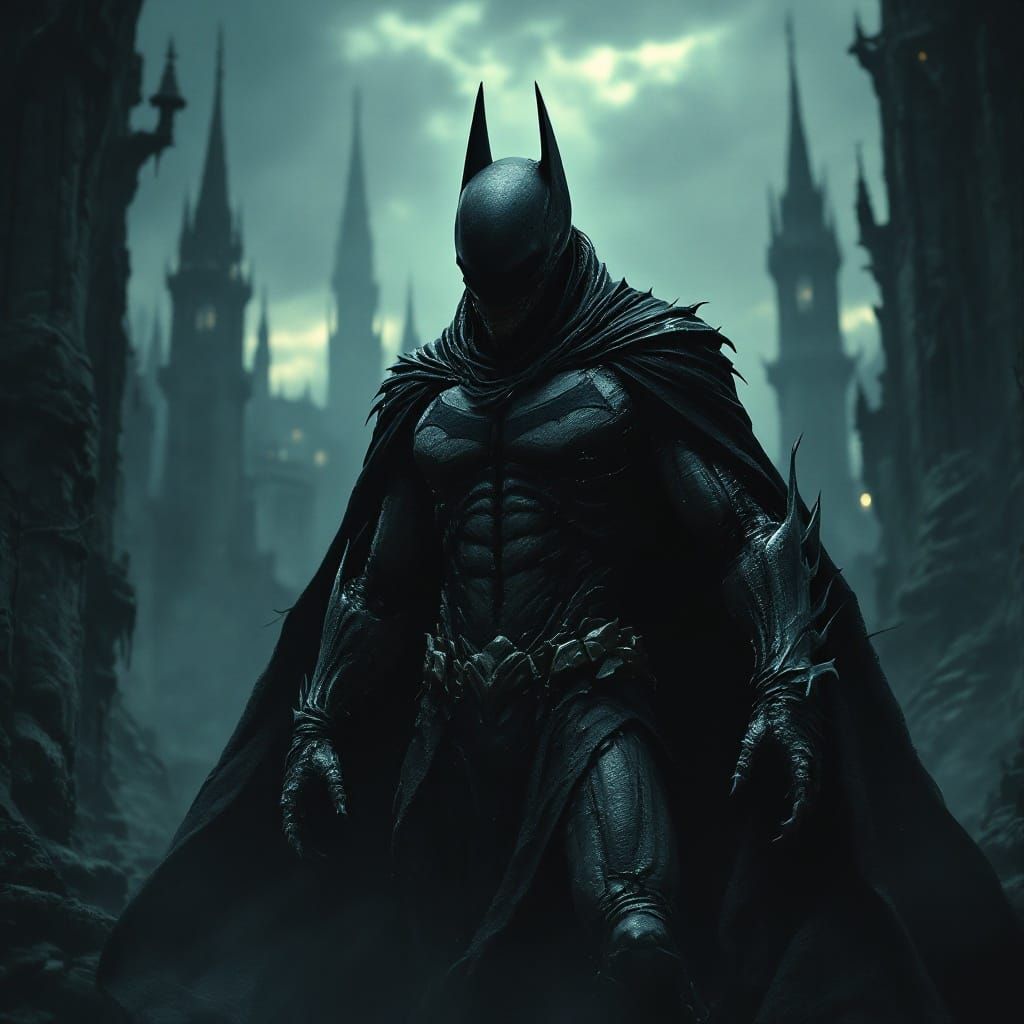 Dark, Gothic Batman-Xenomorph Emanates Unholy Terror
