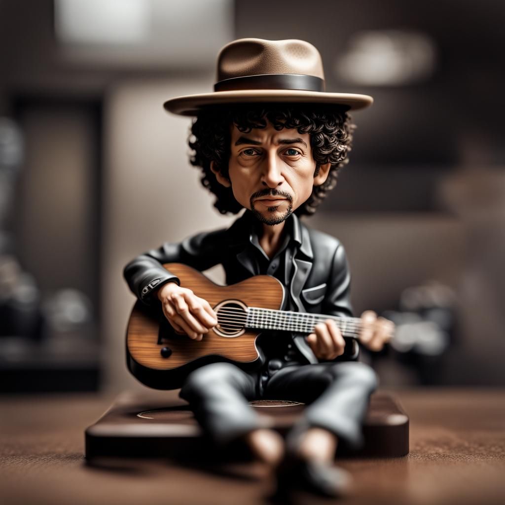 Hyperrealistic Bobblehead Figurine of Bob Dylan