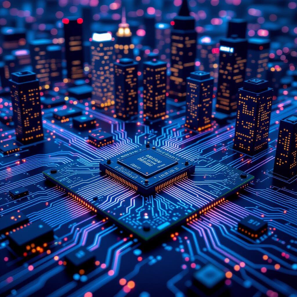 Miniature Noctilucent Cityscape Tilt-Shift
