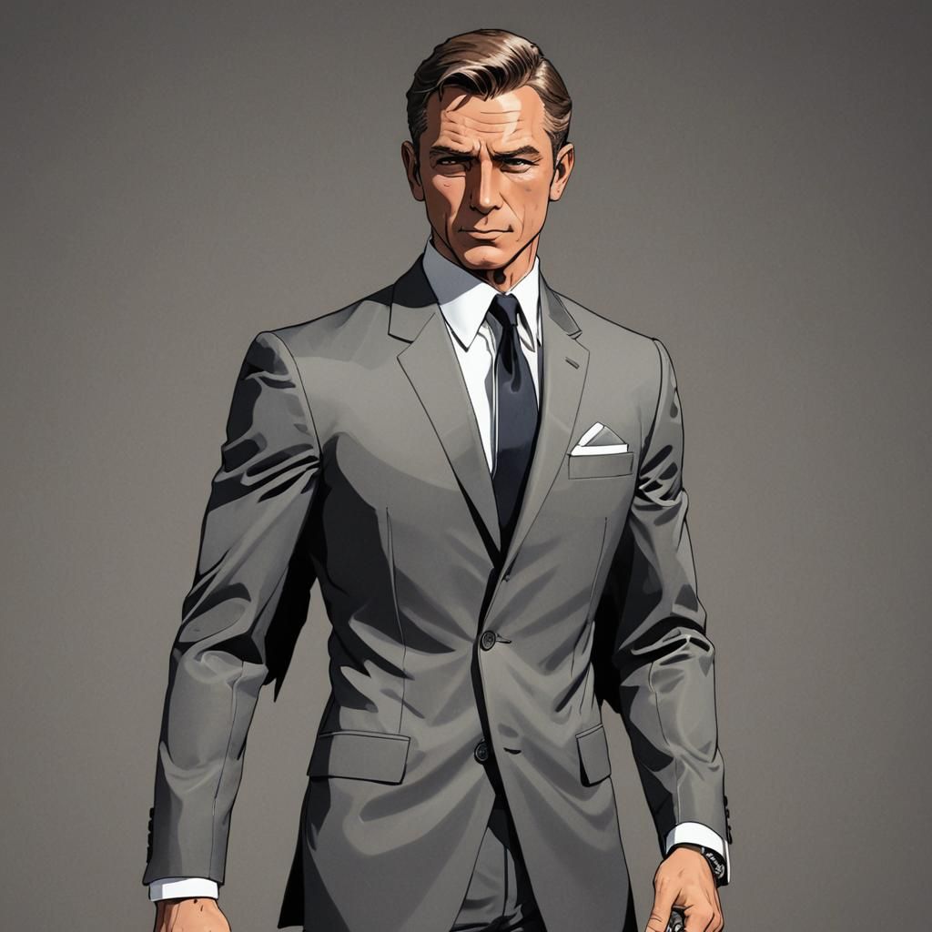 Anime James Bond in Cel-Shaded Manga Style