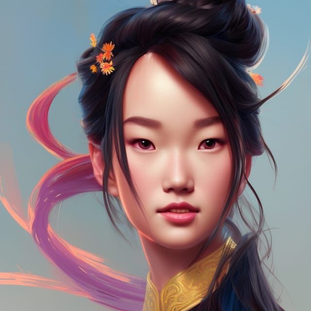 Mulan Portrait in Volumetric Lighting Style