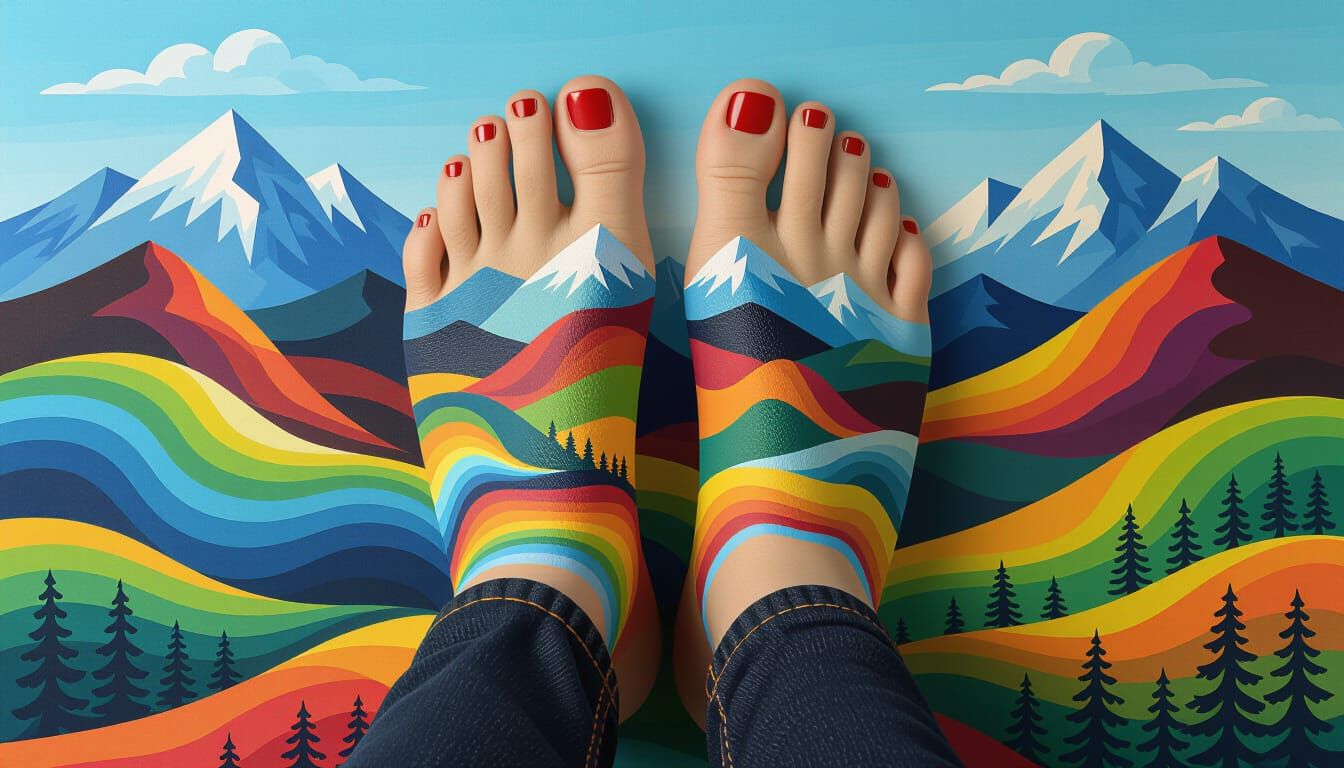 Feet Painted Like a Landscape