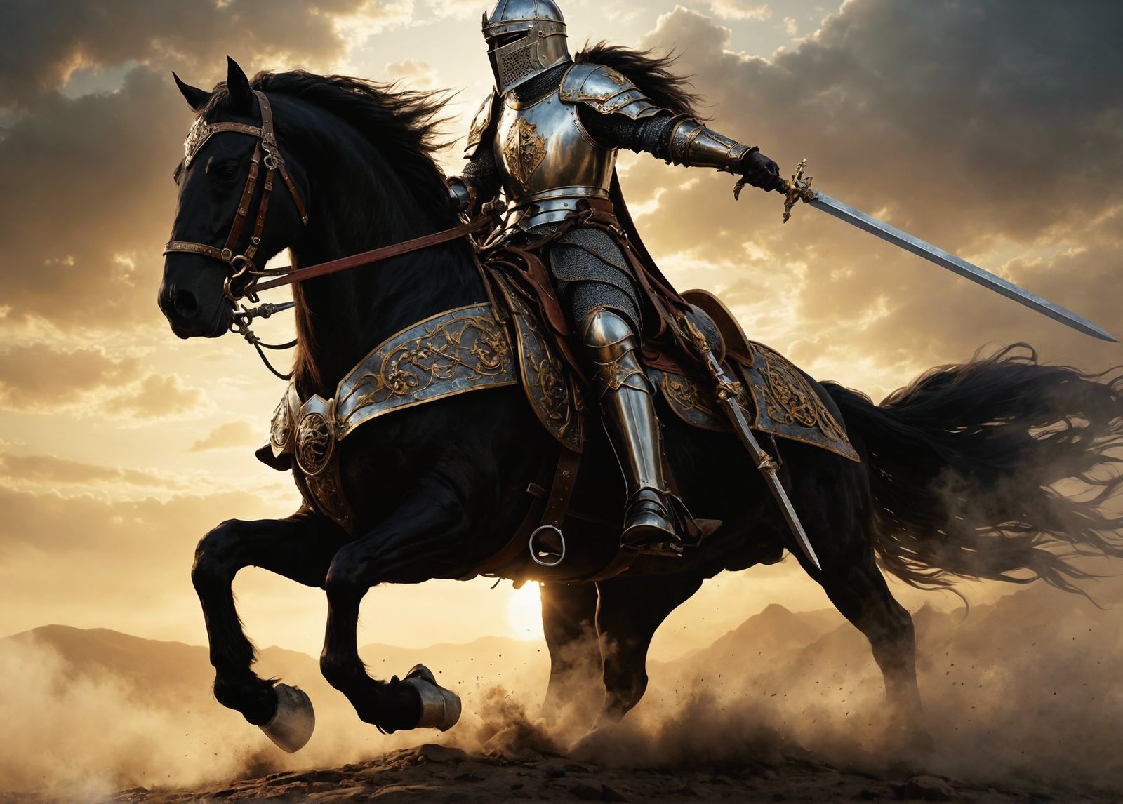 Epic Knight on Horseback in Digital Matte Painting