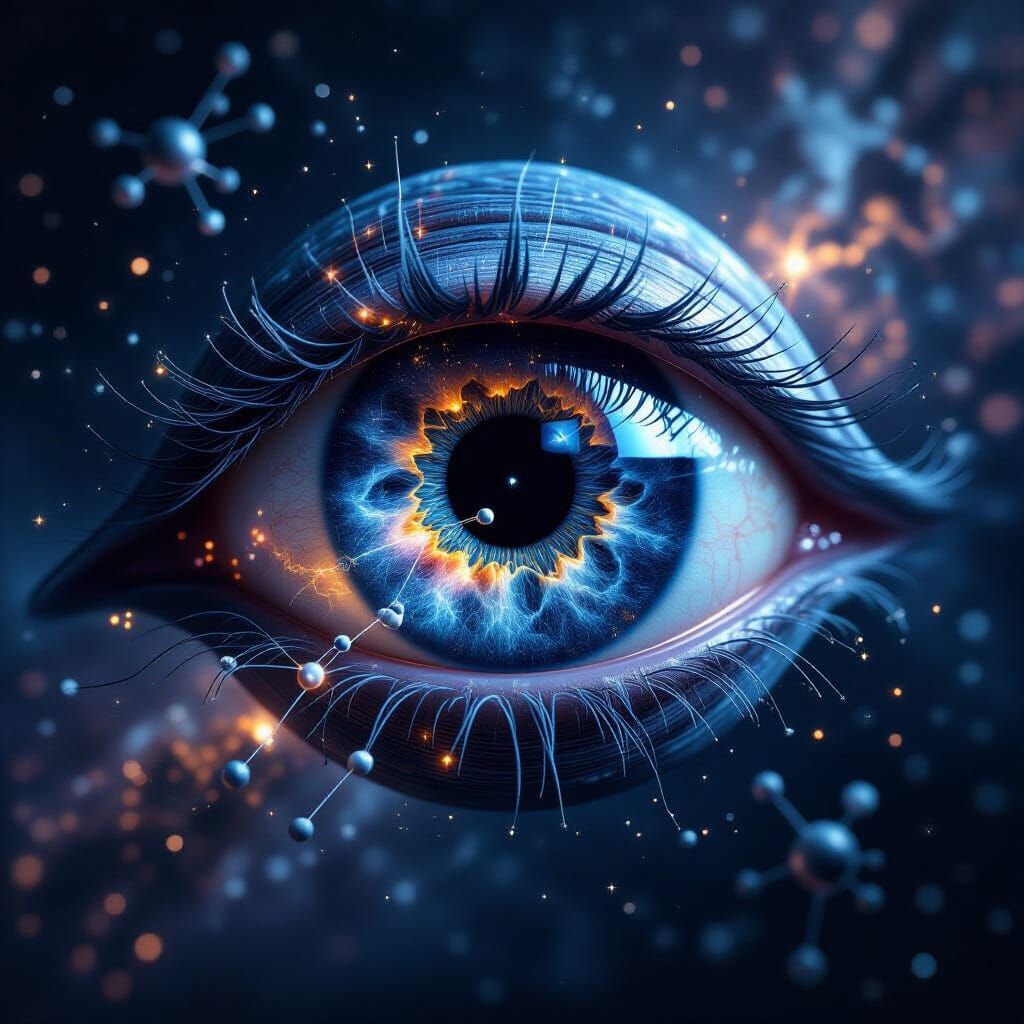 Cosmic Eye with Astrological Charts in Deep Space