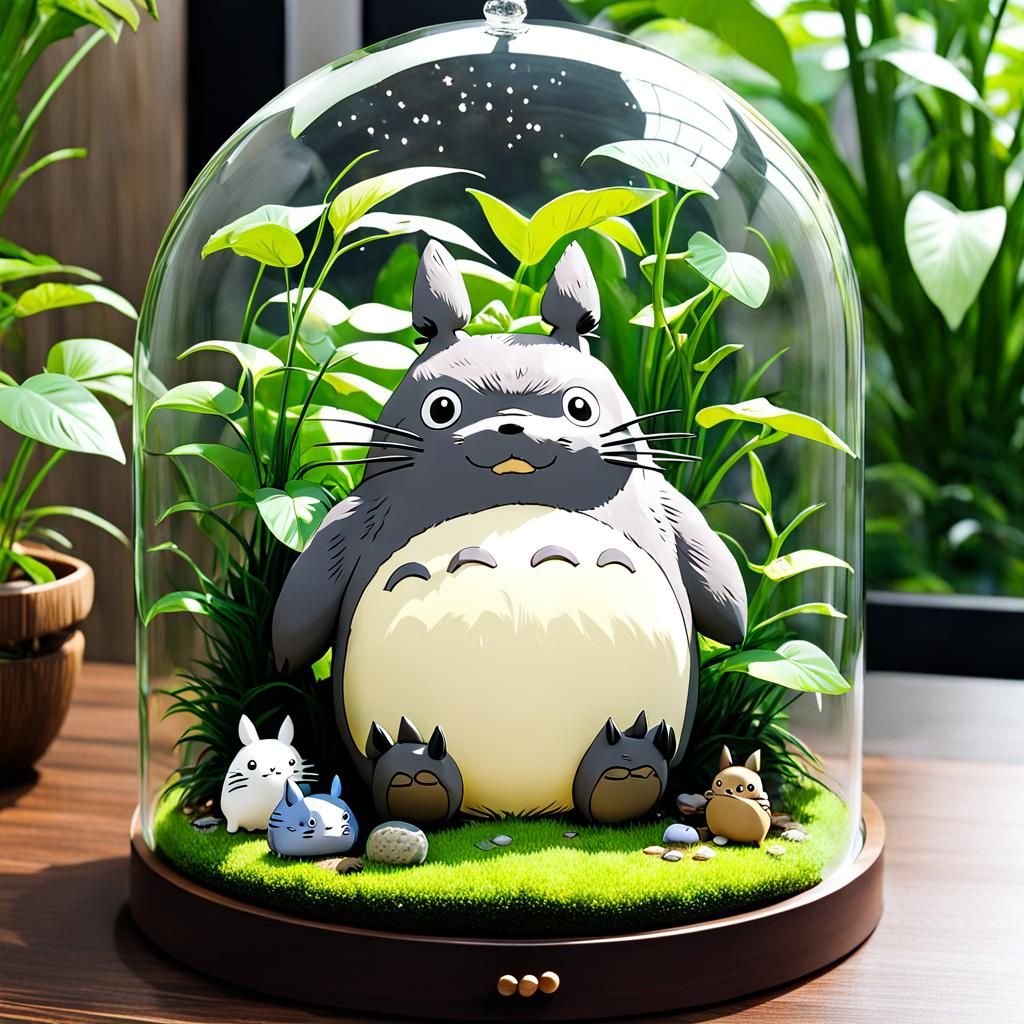 Cute Totoro Figure in Glass Case