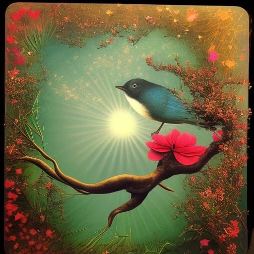 Surreal Stargazing Platform in Flower Mycelium Network