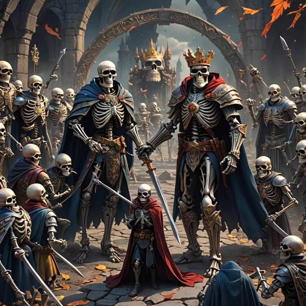 Detailed Matte Painting of a Skeleton King