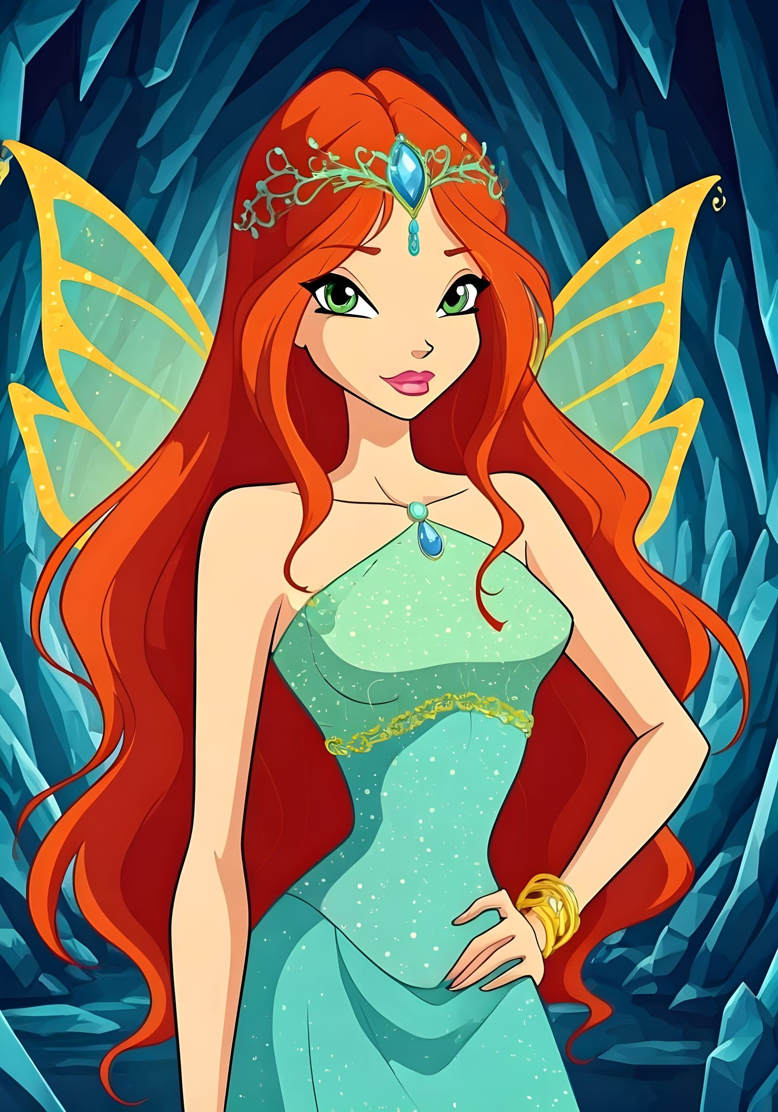 Daphne from Winx Club in Vibrant Studio Ghibli Style