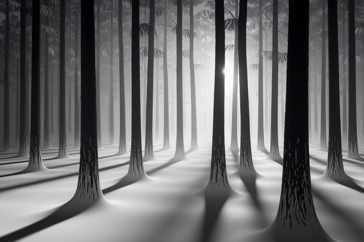 Foggy White Space Forest