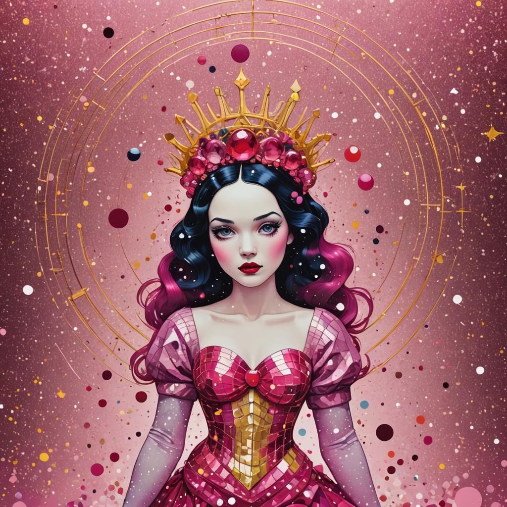 Snow White Space Mermaid in Pop Art Style