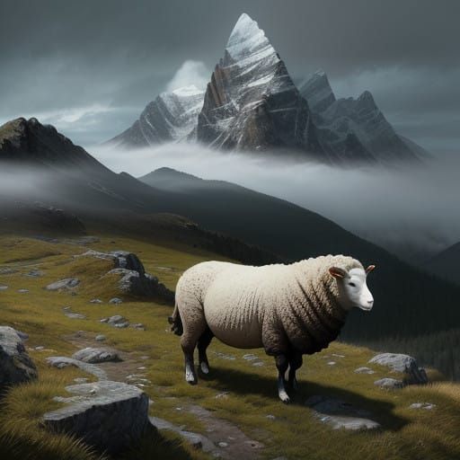 Determined Shepherdess Conquers a Rocky Peak