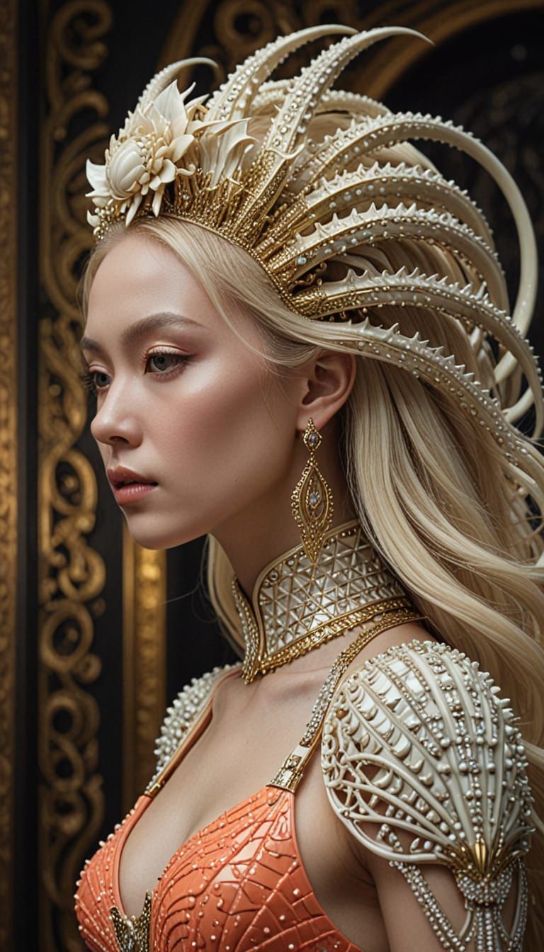 Ethereal Goddess in Art Nouveau Splendor