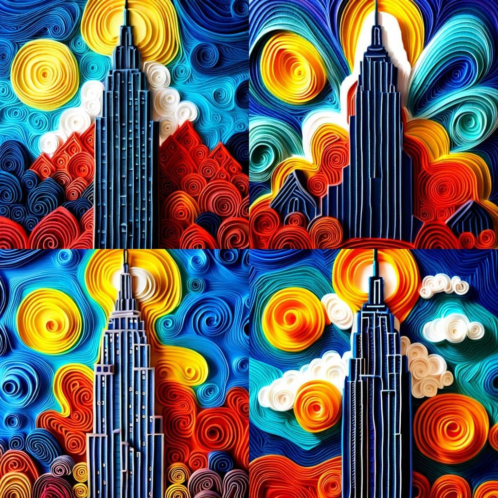 Empire State Building Paper Quilling in 3D Landscape