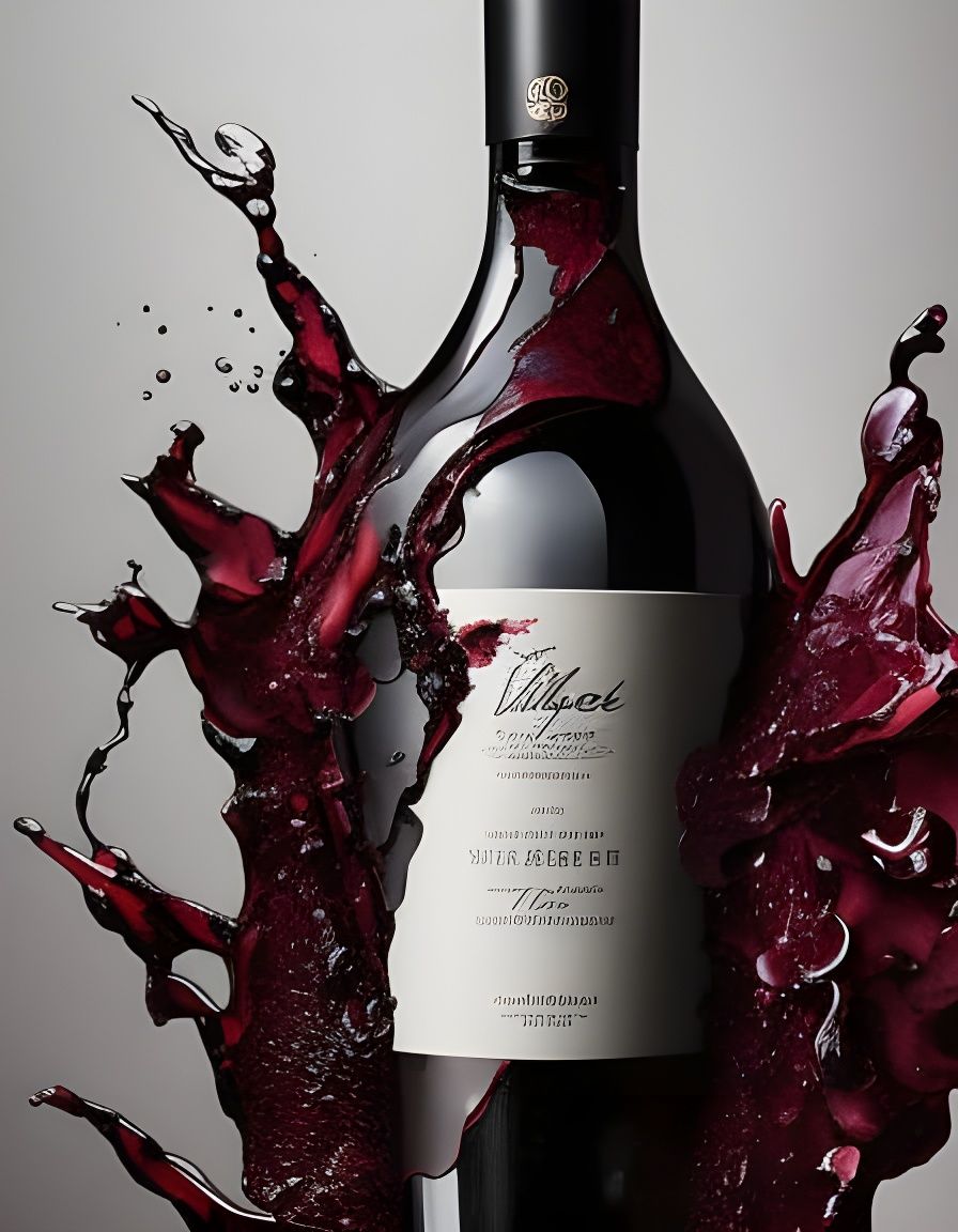 Shattered Wine Bottle in Inkblot Style