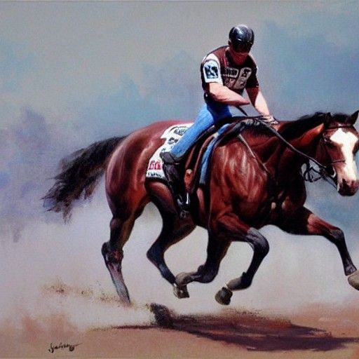 Dale Earnhardt as a Horse: Oil Painting