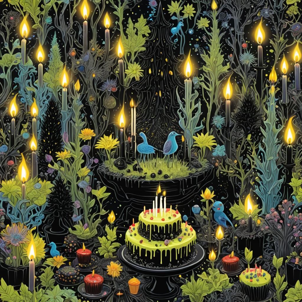 Surreal Birthday Collage in Alebrije Style