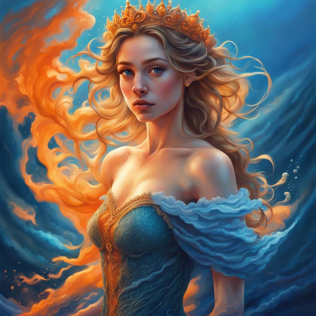 Ocean Princess in Hyperrealistic Splash Art