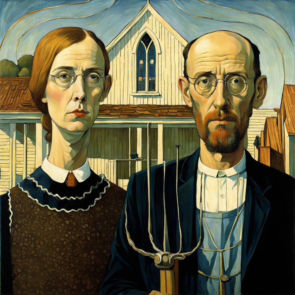 American Gothic in Gustav Klimt Style