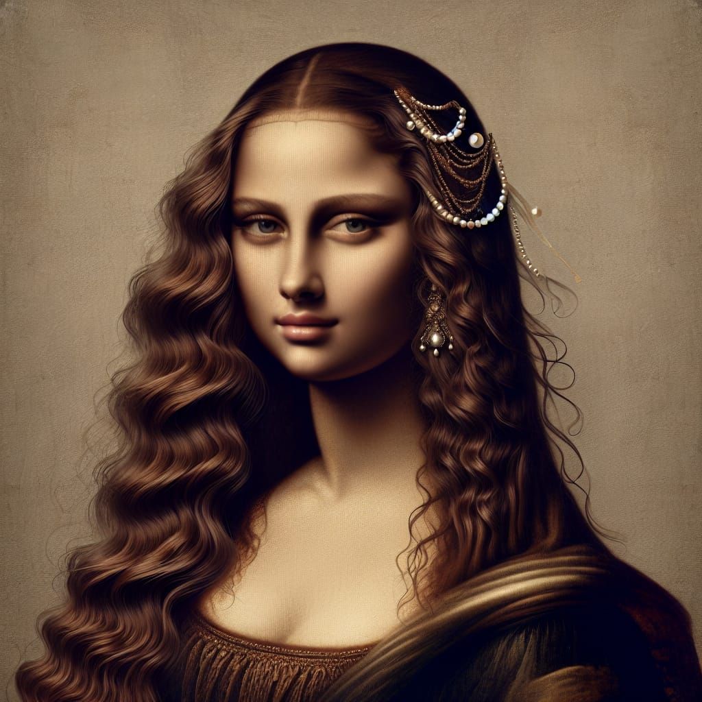 Renaissance Woman with Pearls in Classic Portrait