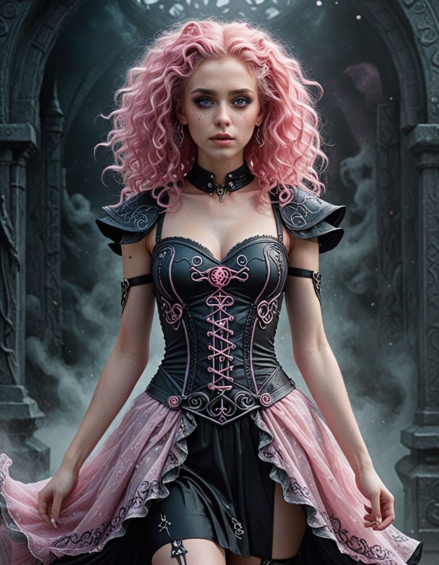 Mystical Goth Goddess in Tim Burton Style