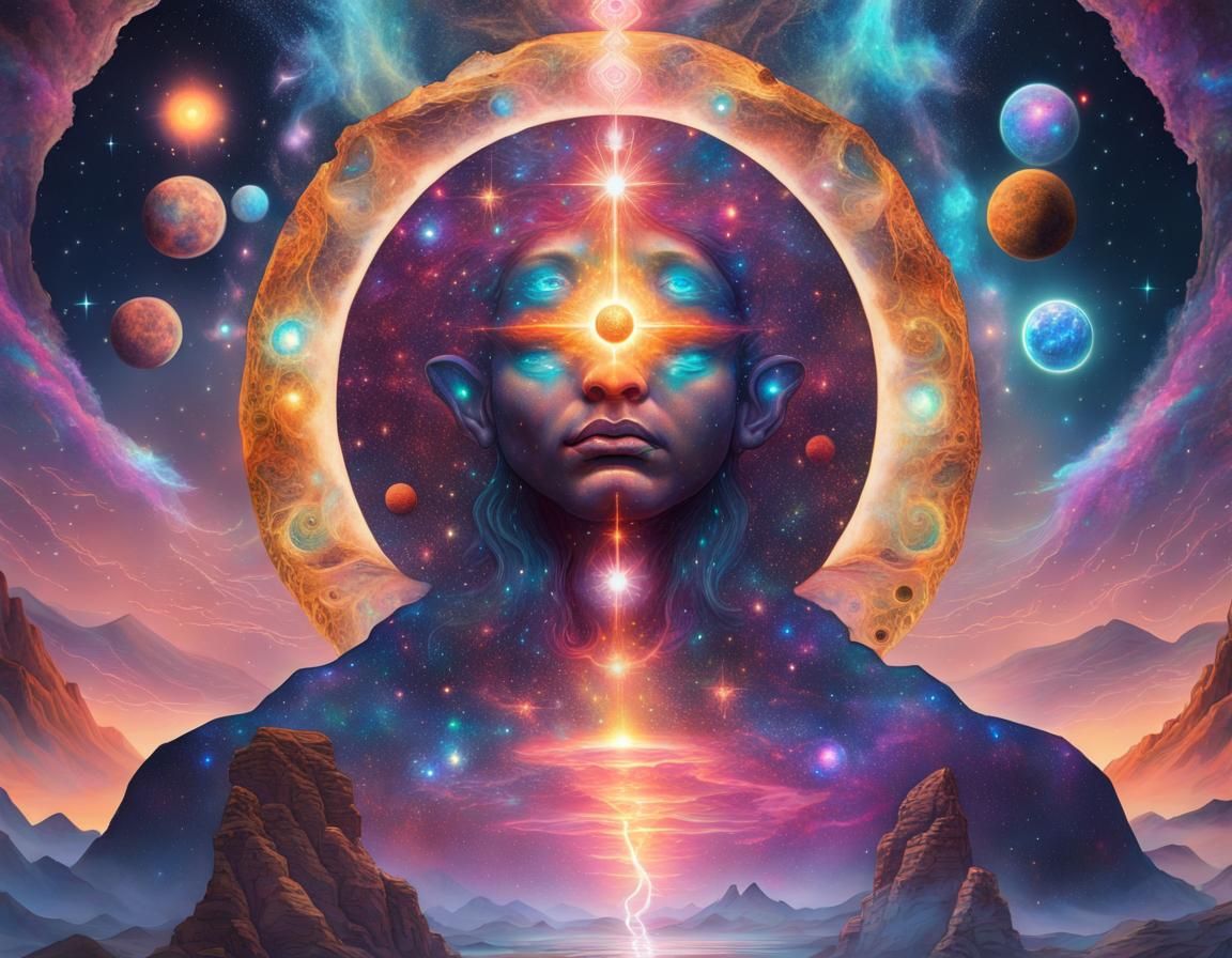 Holographic Cosmic God Illustration