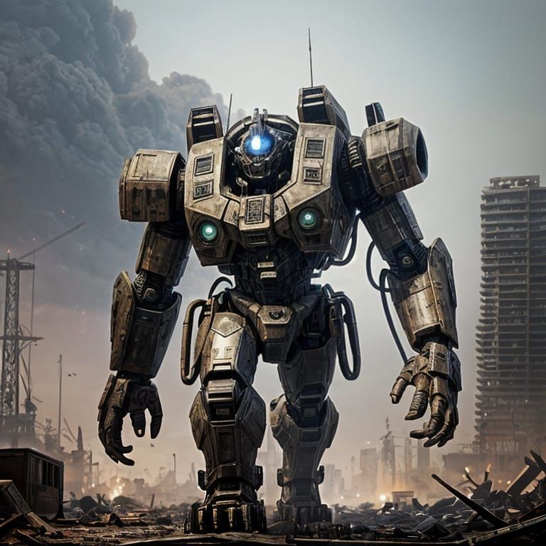 Giant Dog Carries Futuristic Scrap Metal in Deserted Sci-Fi...