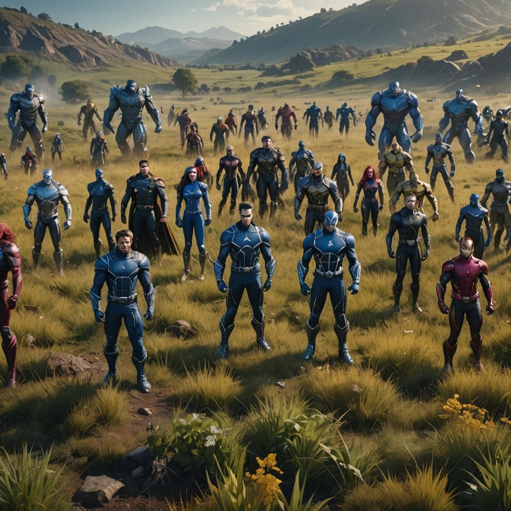 X-Men in a Field: Detailed Matte Painting