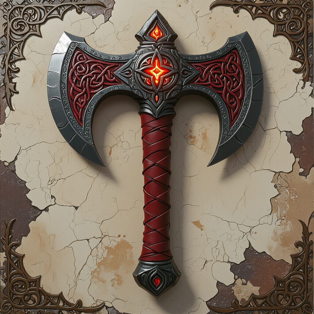 Celtic Battleaxe with Draconic God Symbols