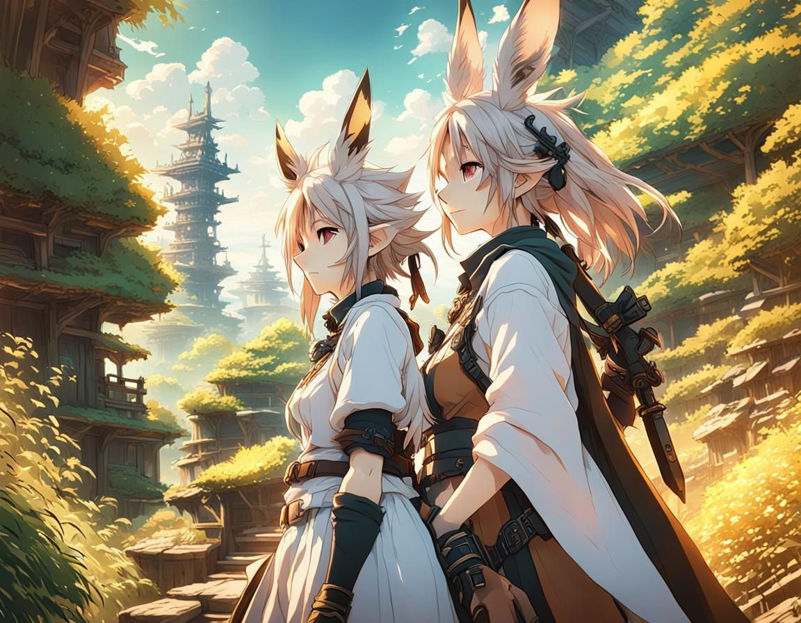 Lesbian Couple in Final Fantasy Art Style