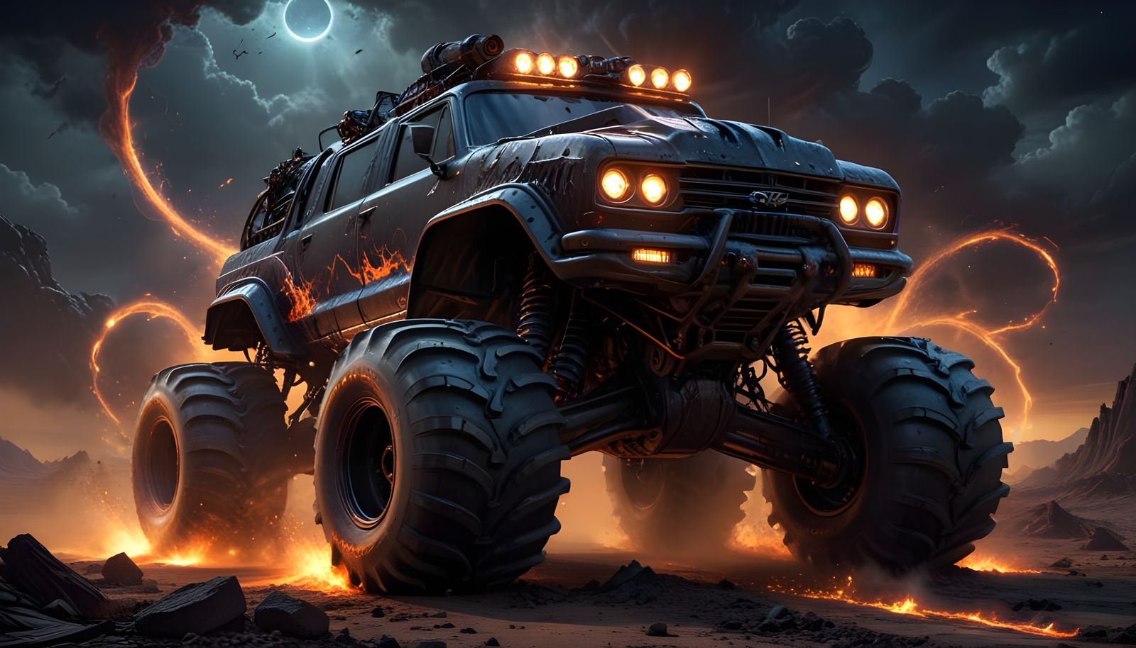 Realistic Alien-Style Monster Truck with Sinister Glow