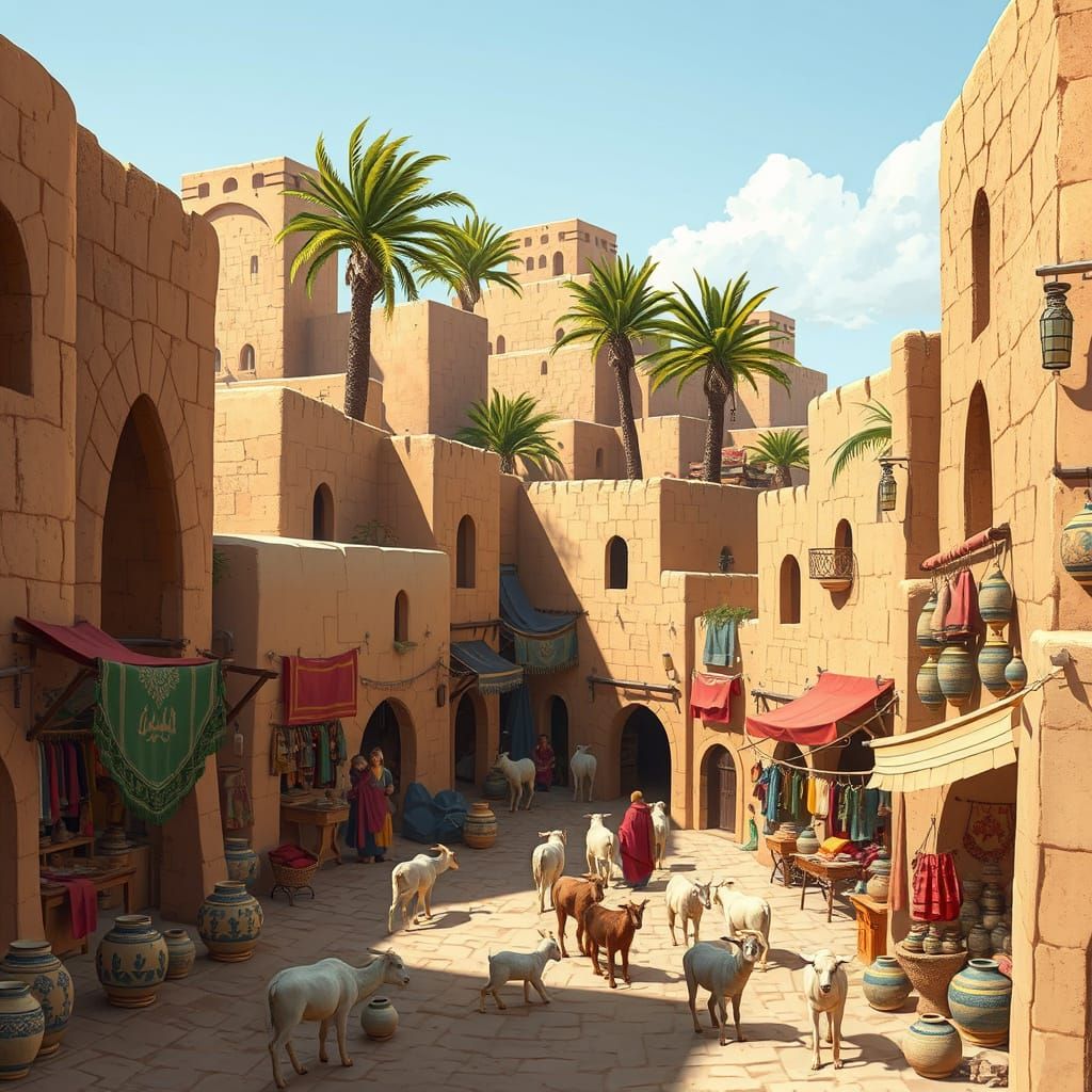 Arabian Town, 7th Century, in Digital Art Style