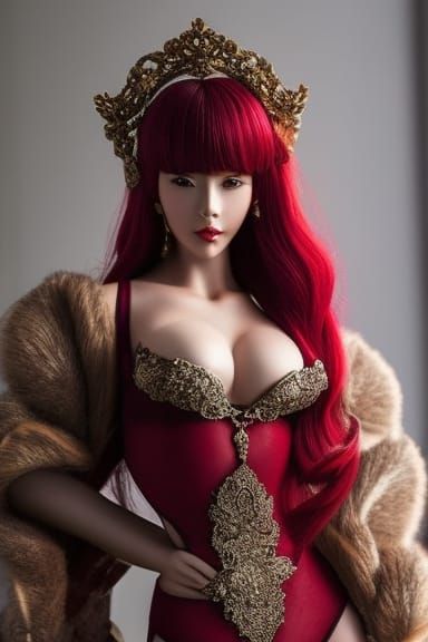 Voluptuous Redhead in Manga-Inspired Oil Painting