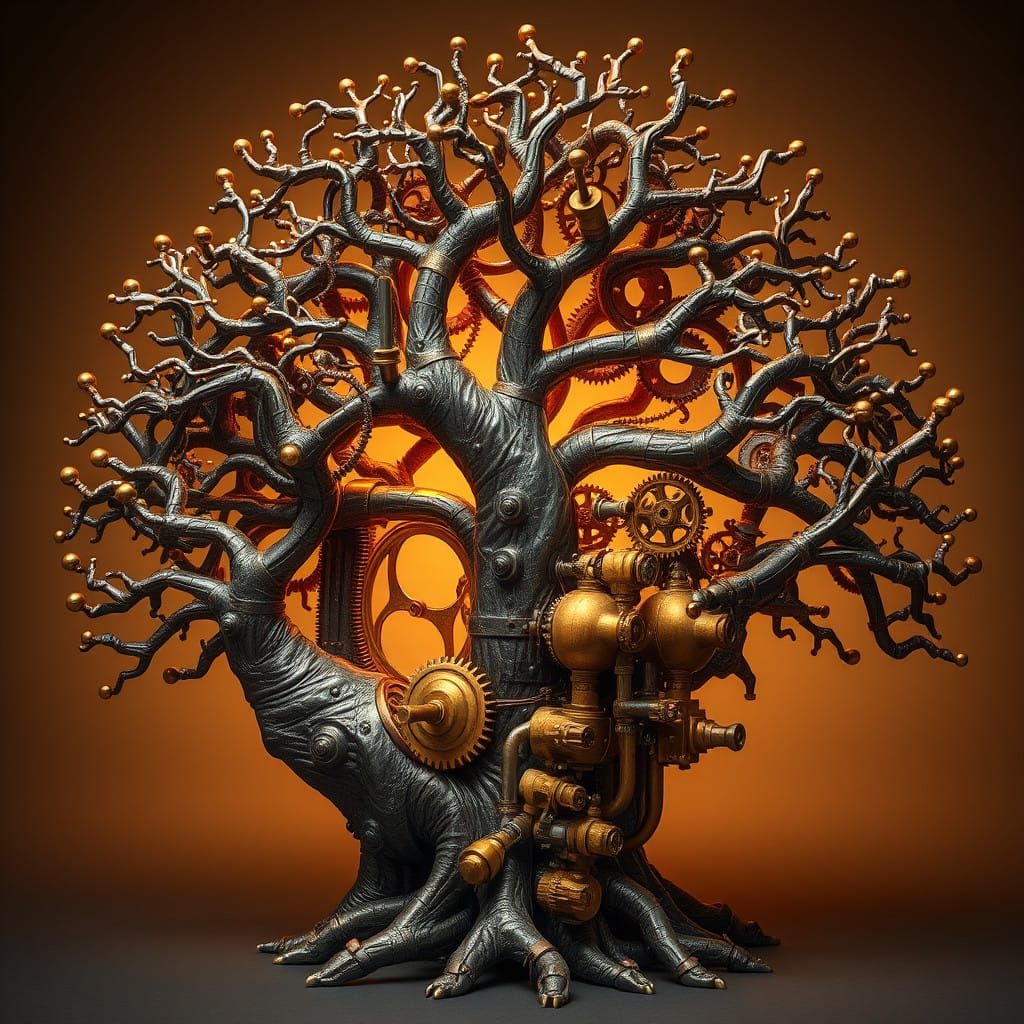 Intricately Detailed Steampunk Tree Engine