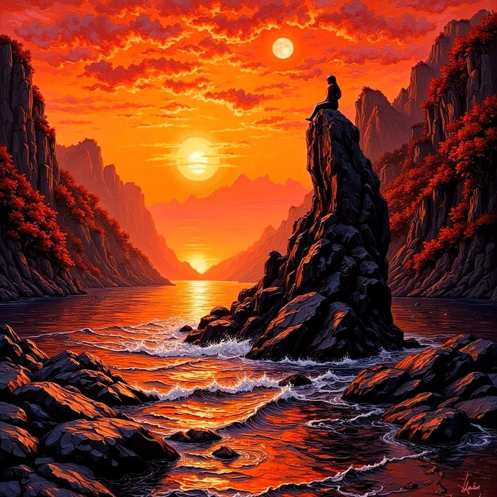 “Solitude Beneath a Burning Sky”