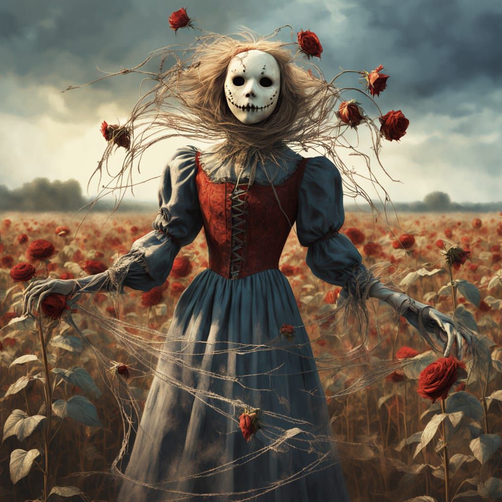 The Weaver of Fear: Ethereal Scarecrow in Pre-Raphaelite Sty...