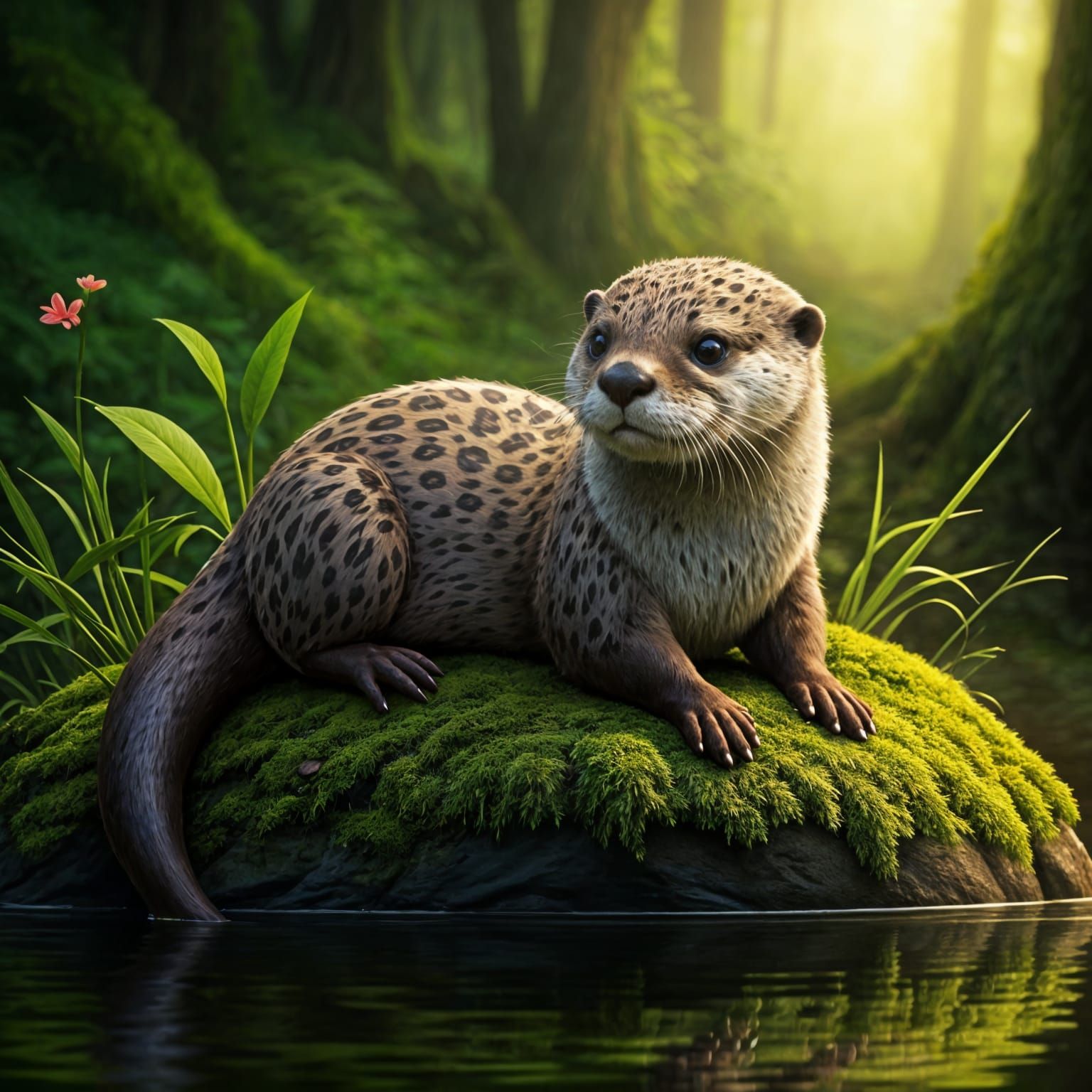 Leopard Spotted Otter in Natural Habitat