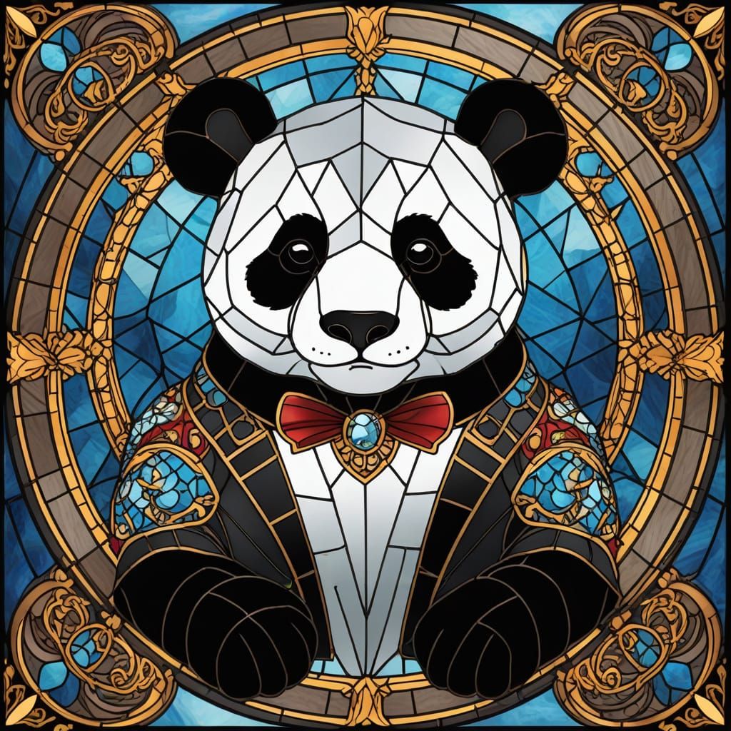 Abstract Mirrored Symmetry in Stained Glass Style