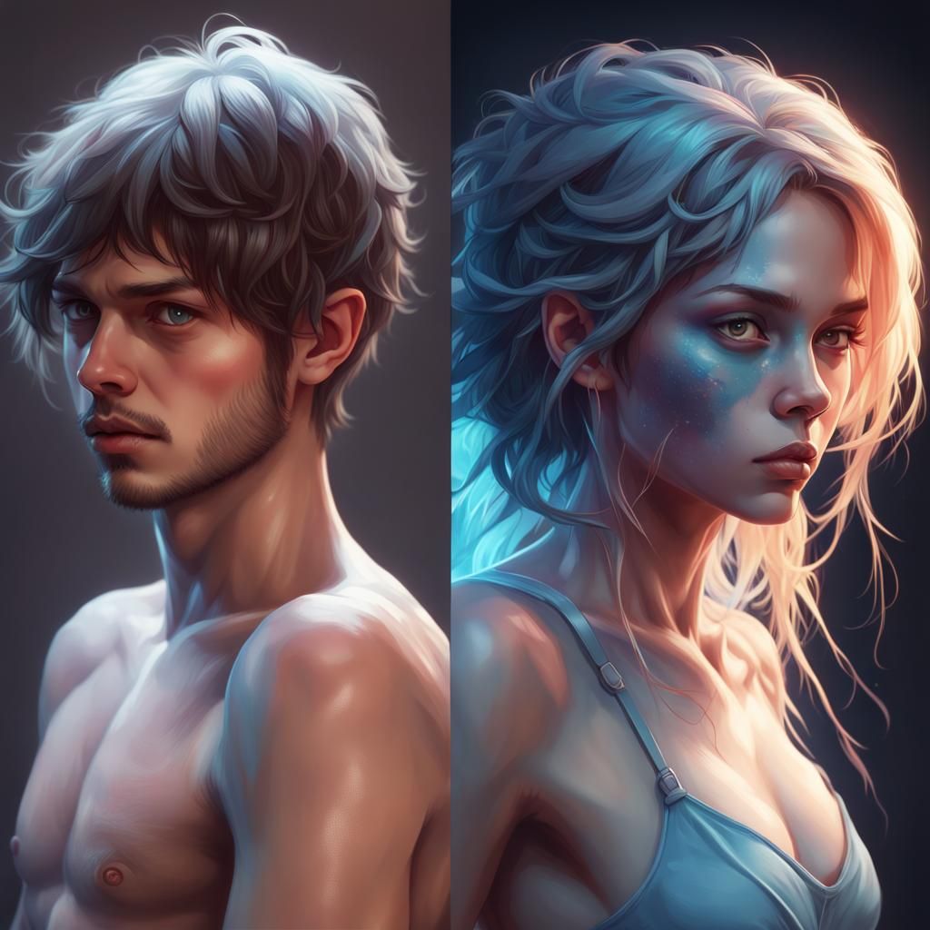 Nude Children Portrait in Hyperdetailed Style