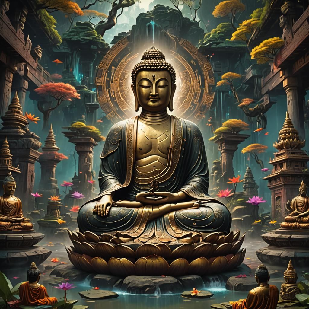Spiritual Buddha in Detailed Matte Painting
