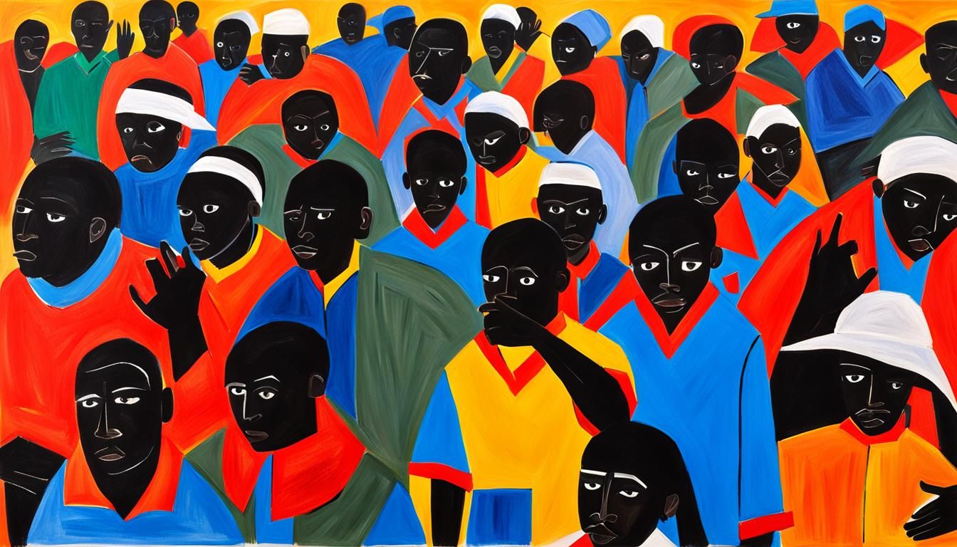 Artwork Evoking Jacob Lawrence's Modernist Style