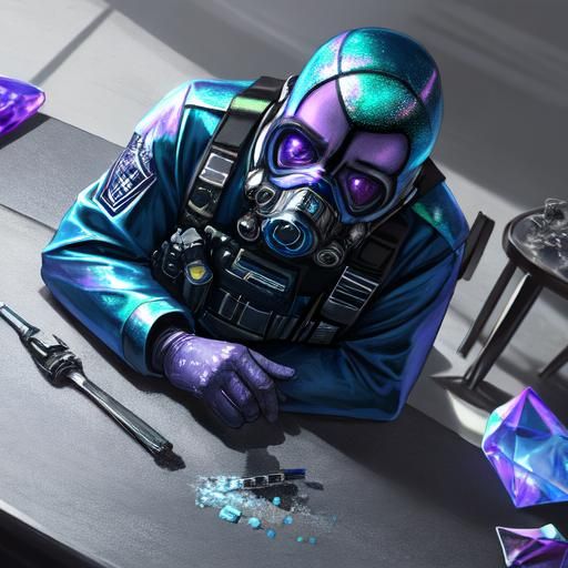 Police Officer Inspects Crystal Meth Paraphernalia