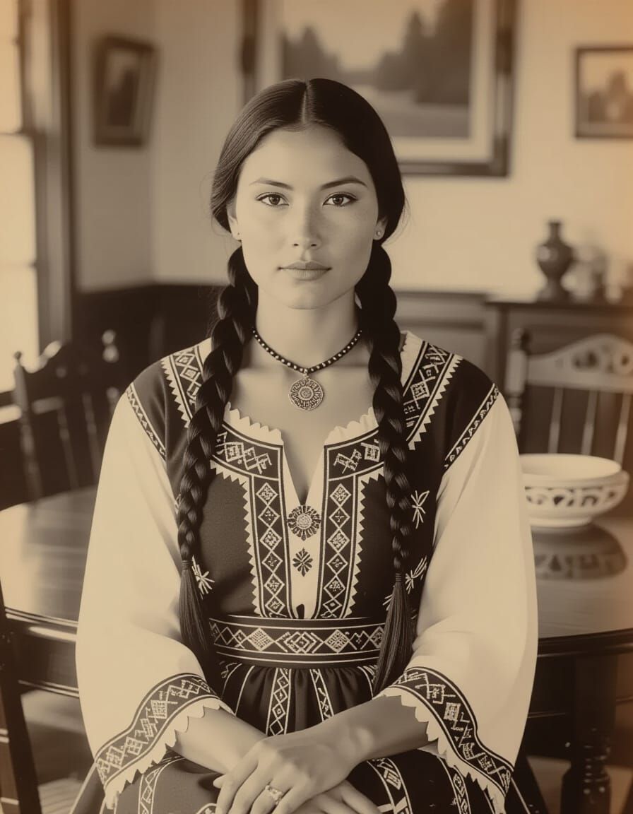 Vintage Photograph of a Native American Woman