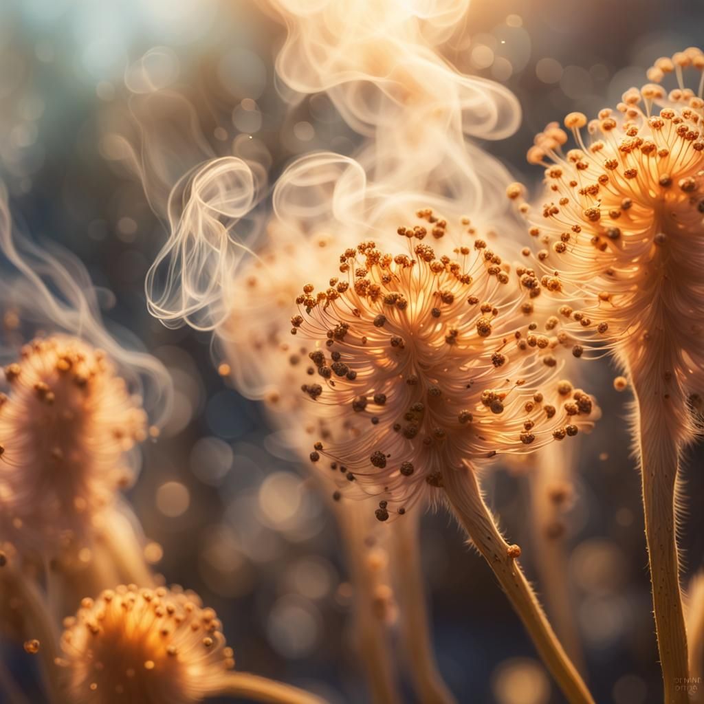 Fantasy Smoke and Spores Dancing in Sunlight