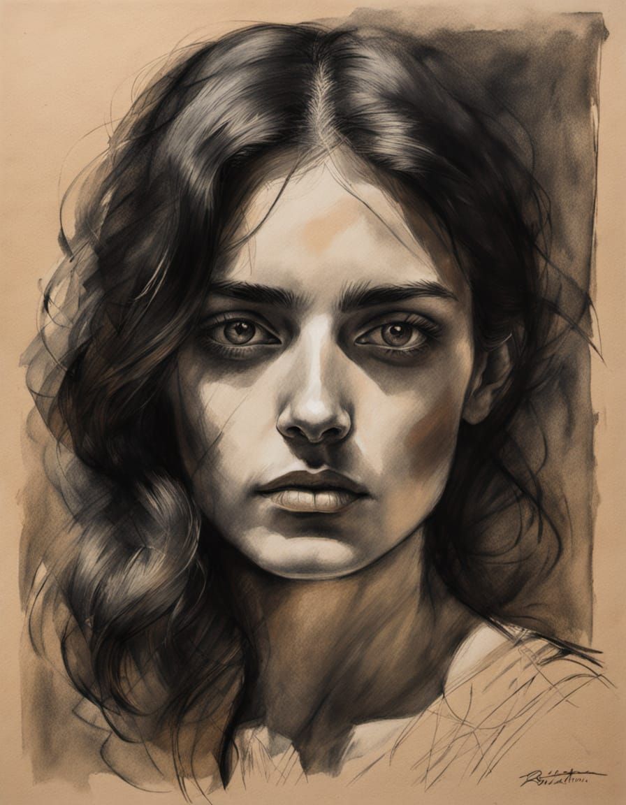 Expressive 20th Century Portrait of a Beautiful Woman