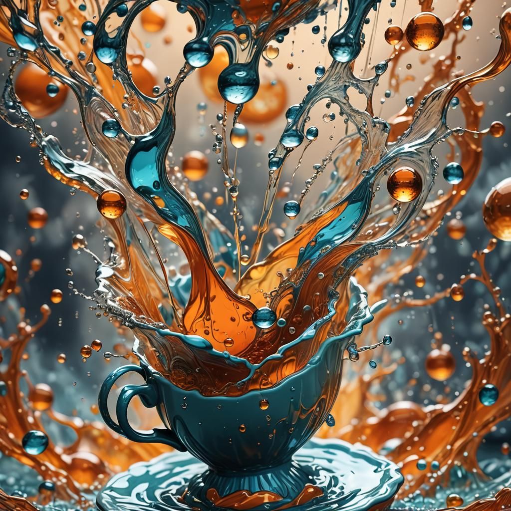 Water Droplets in Fractal Art Nouveau Style