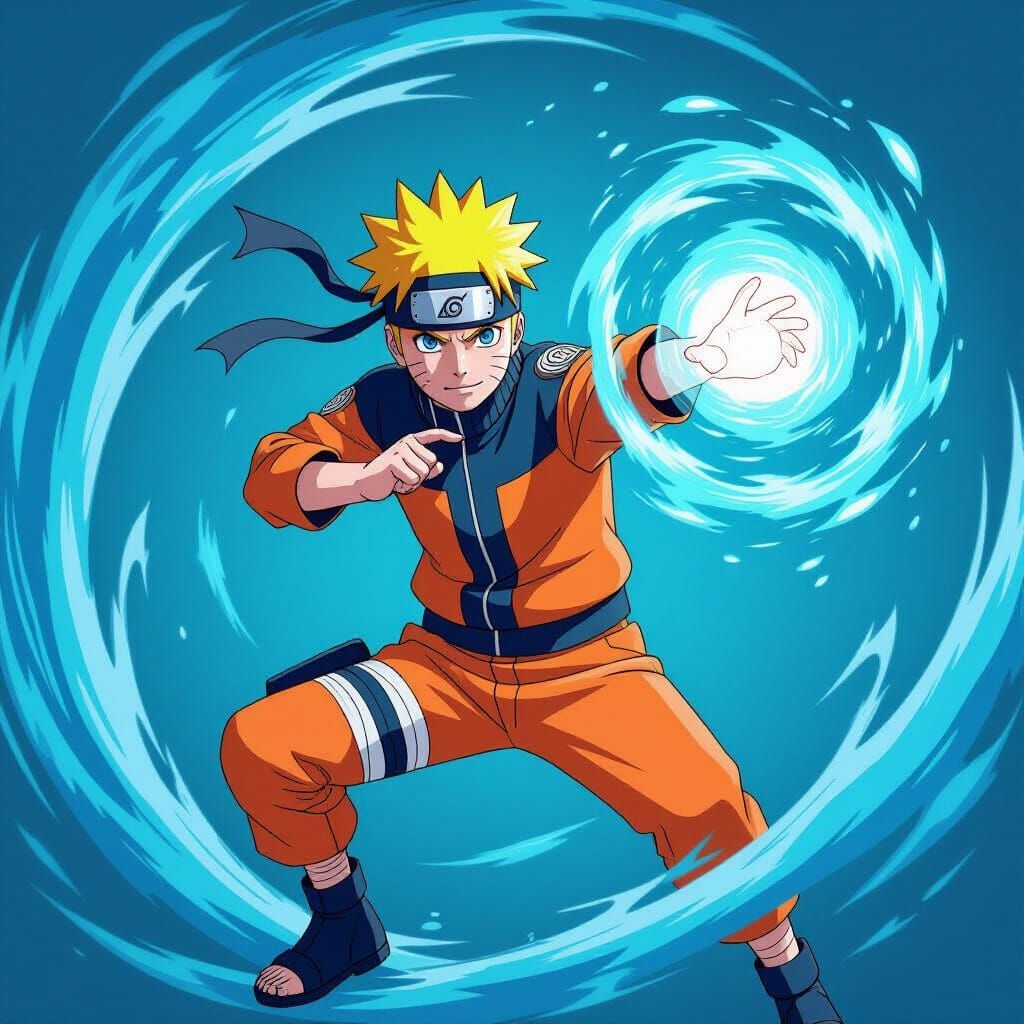 Naruto Rasengan Sphere in Stylized Anime Art