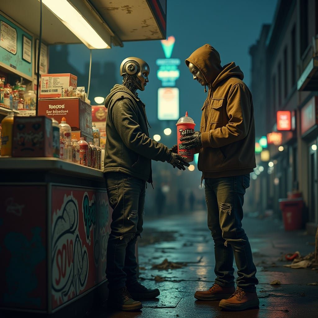 Cyborgs in the New York City Ghetto at Sunset